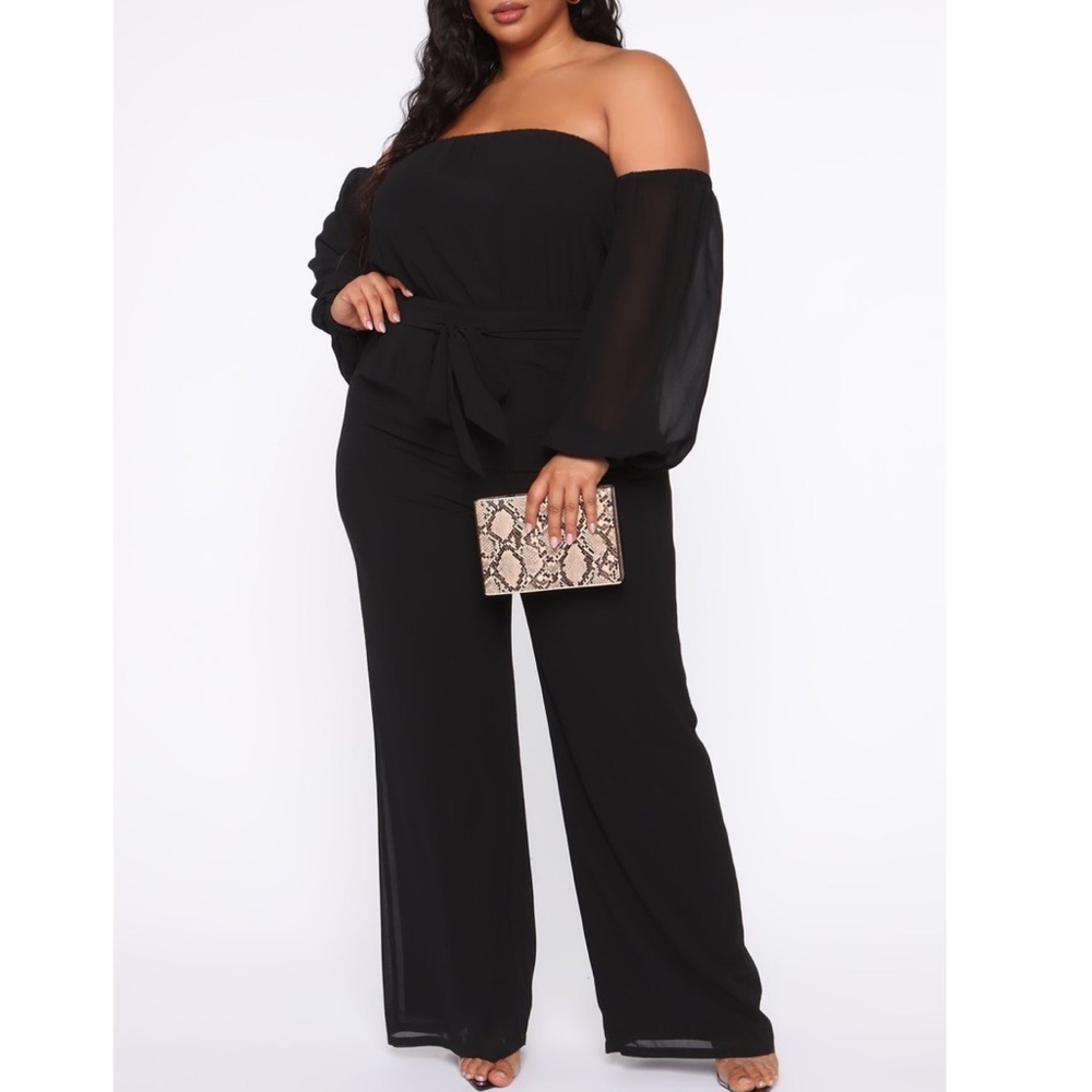 Fashion Nova Women’s Black Lorena Off Shoulder Jumpsuit Size 3X